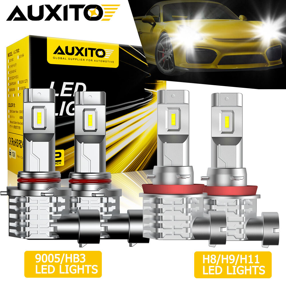 9005 H11 AUXITO LED Headlight Bulbs M4plus Series Kit High Low Beam Canbus White