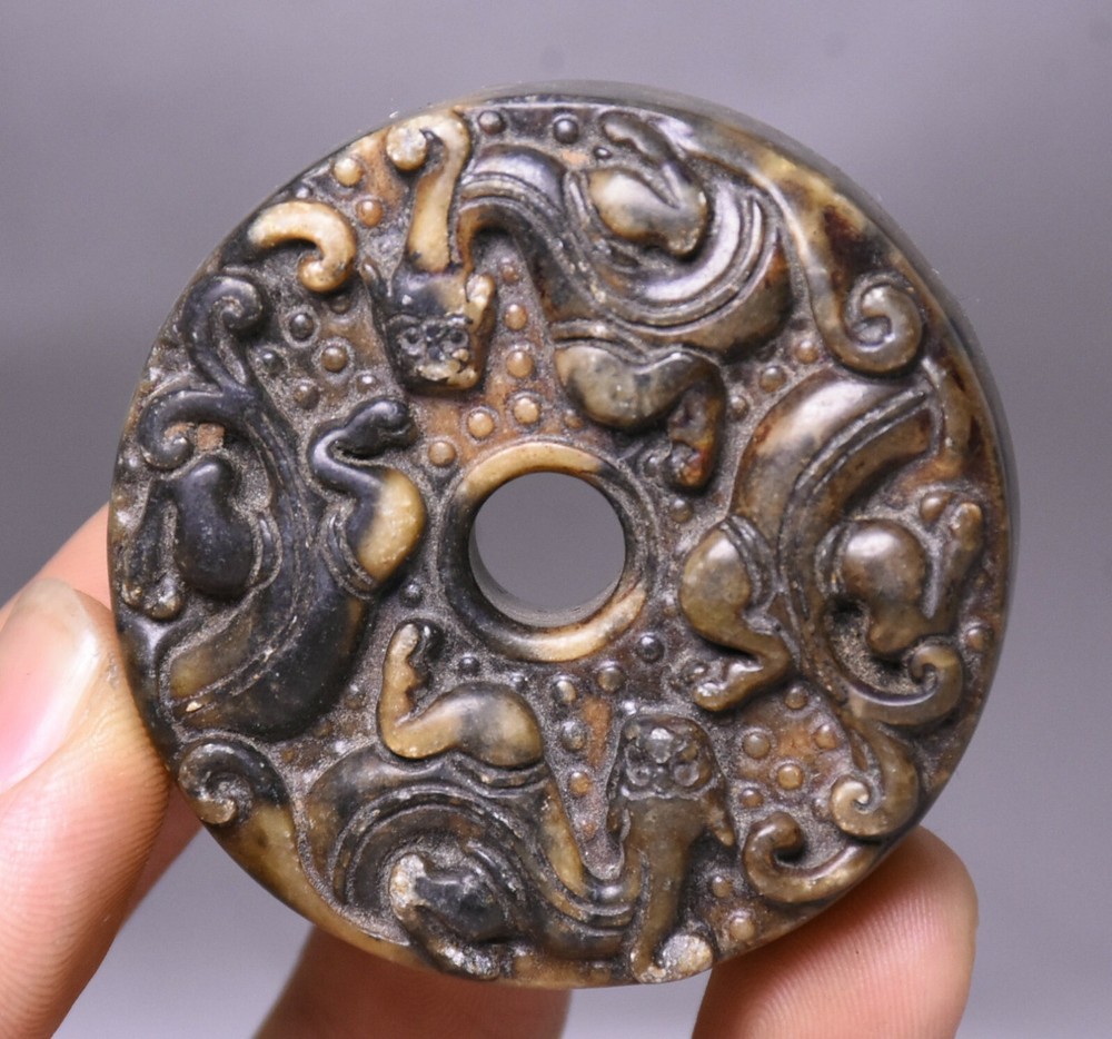 5CM Hongshan Culture Ancient Jade Dragon Loong Amulet Pendant