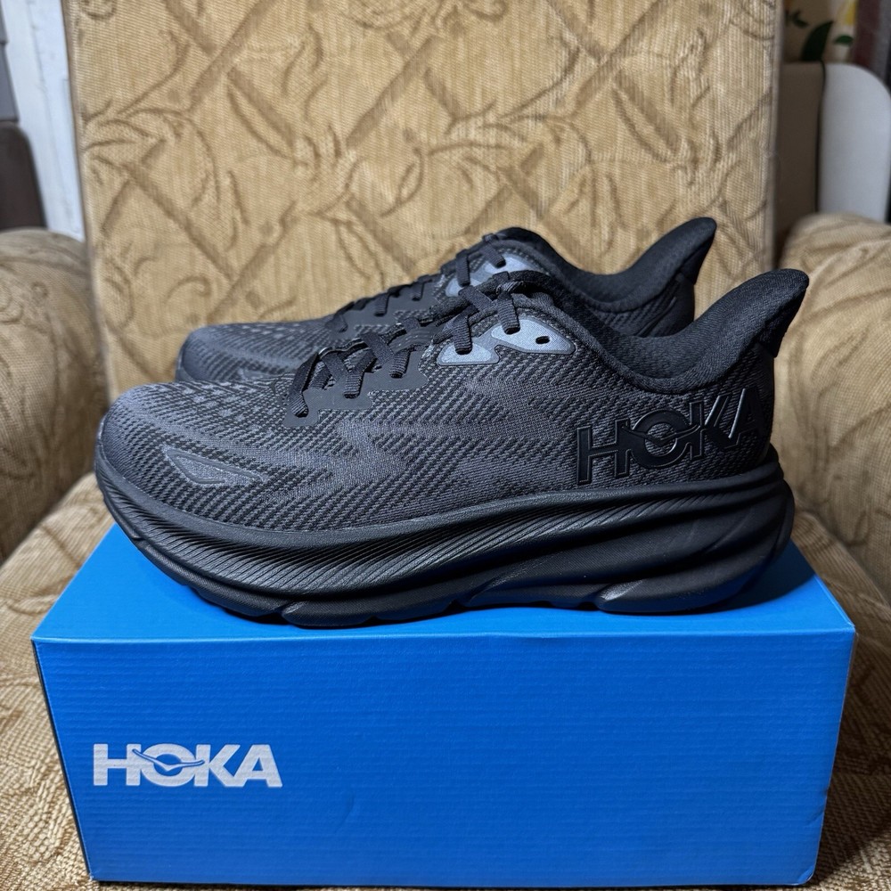 Hoka Womens Clifton 9 Black Running Shoes Size 8 B New