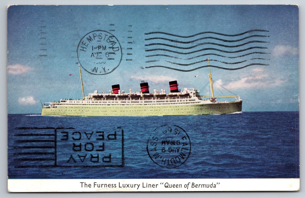 Vintage Furness Luxury Liner Queen of Bermuda Cruise Ship Postcard Z12