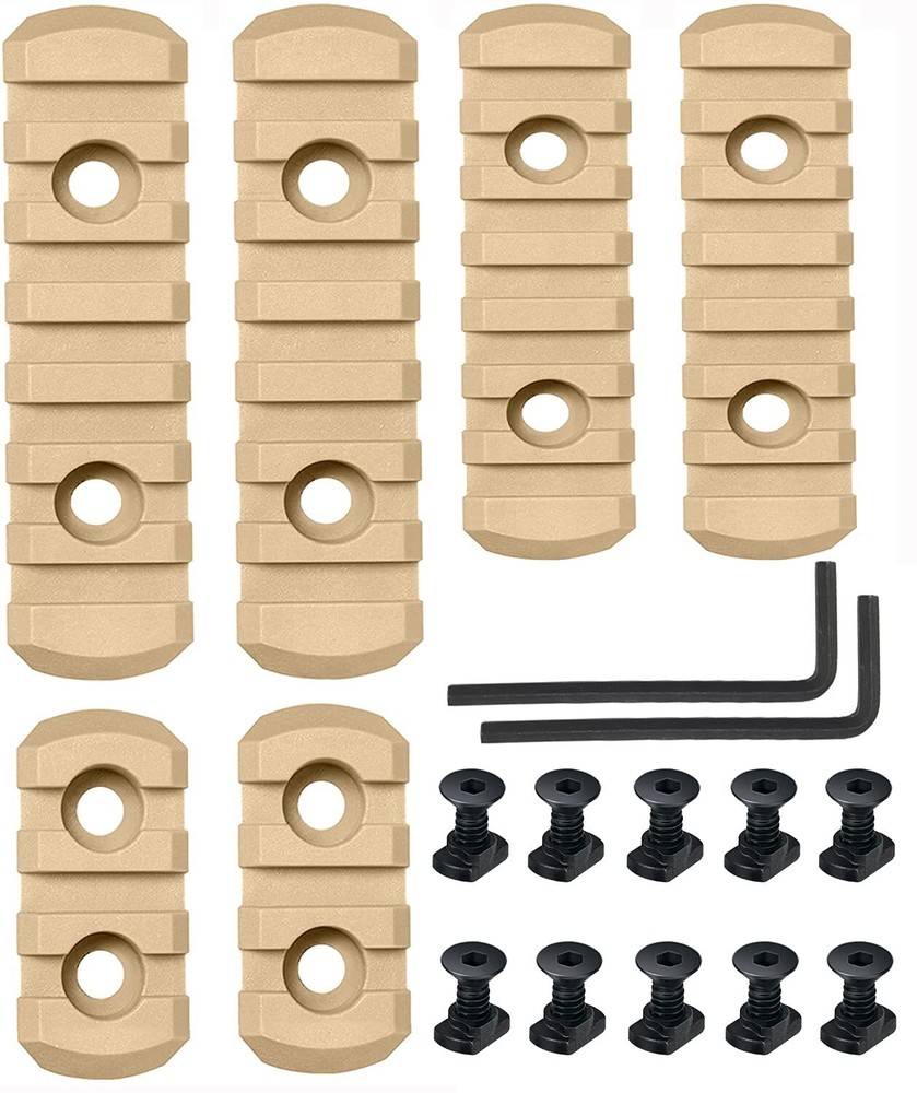 Polymer Picatinny Accessory Rail Single Picatinny Rail, 3-3-5-5-7-7 Slots Tan