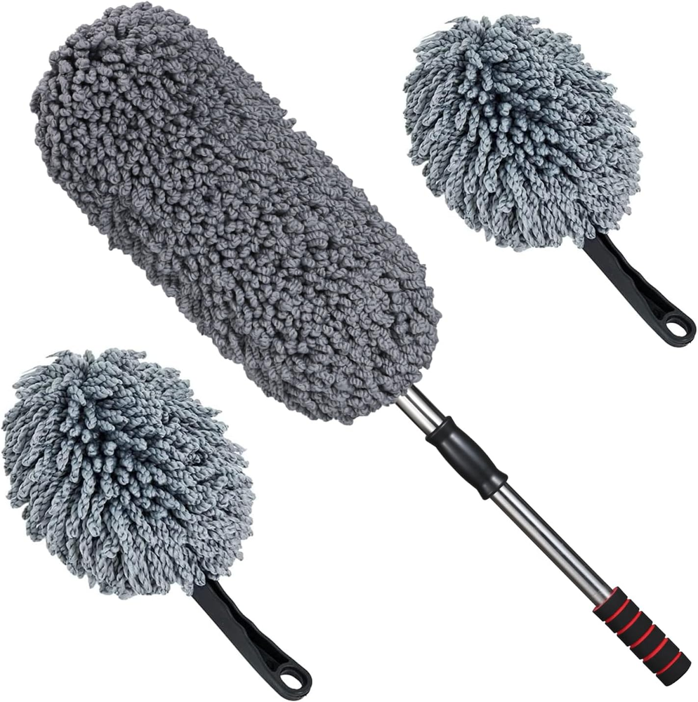 3 Pack Large Microfiber Car Duster Exterior Scratch Free with Extendable, Car Du