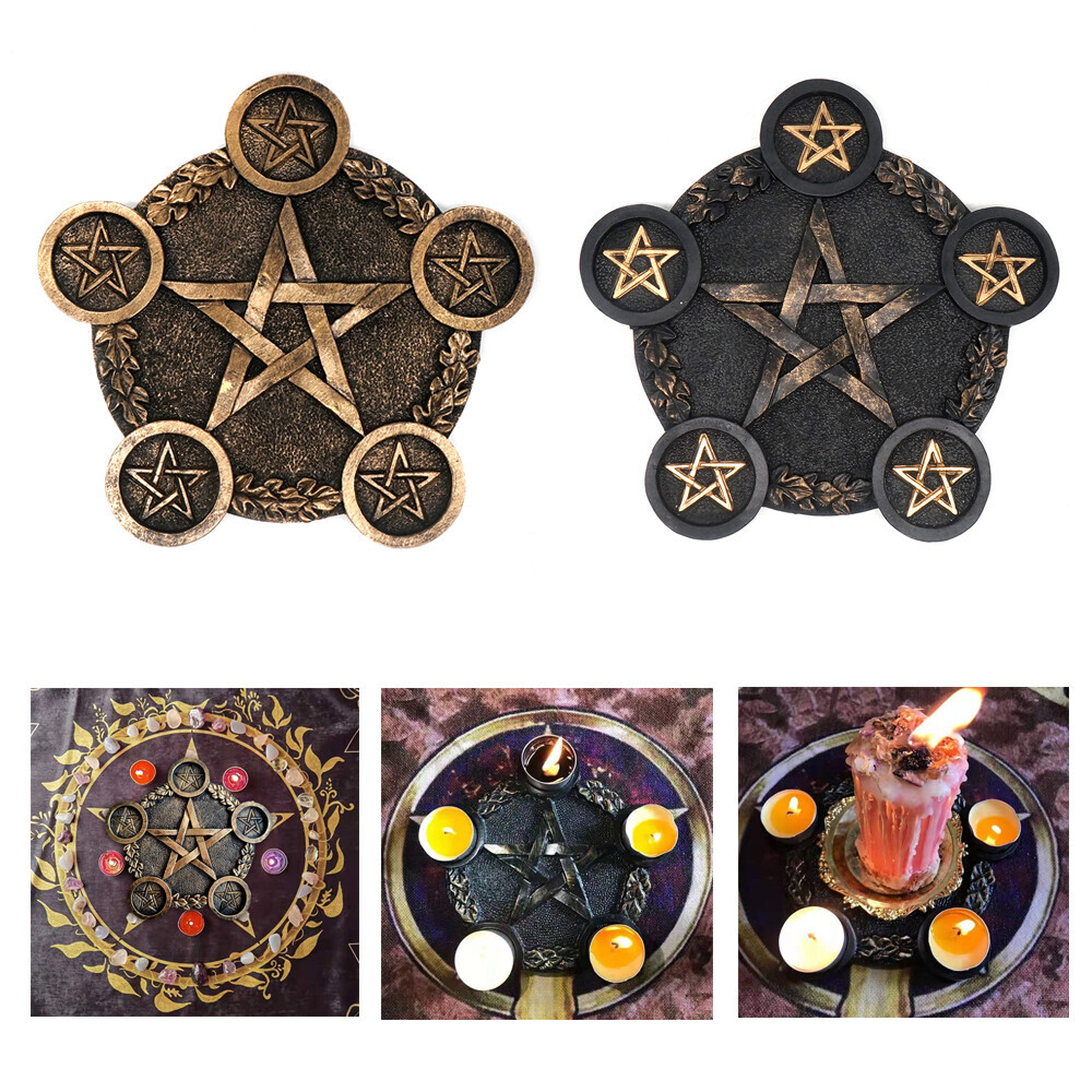 Resin Astrology Pentagram Candle Holder for Tarot Witchcraft and Divination Decor
