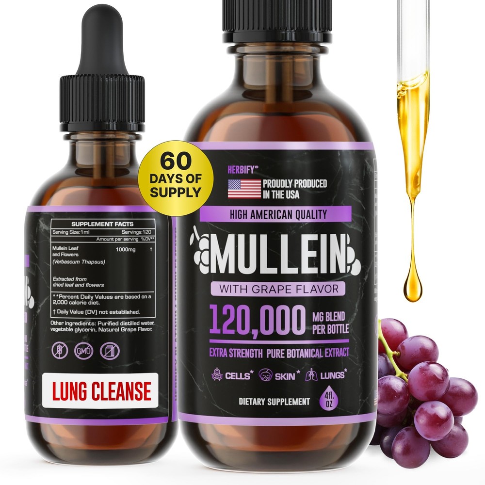 Mullein Drops - Lung Cleanse - Leaf Extract - Powerful Mullein for Immune Sup...