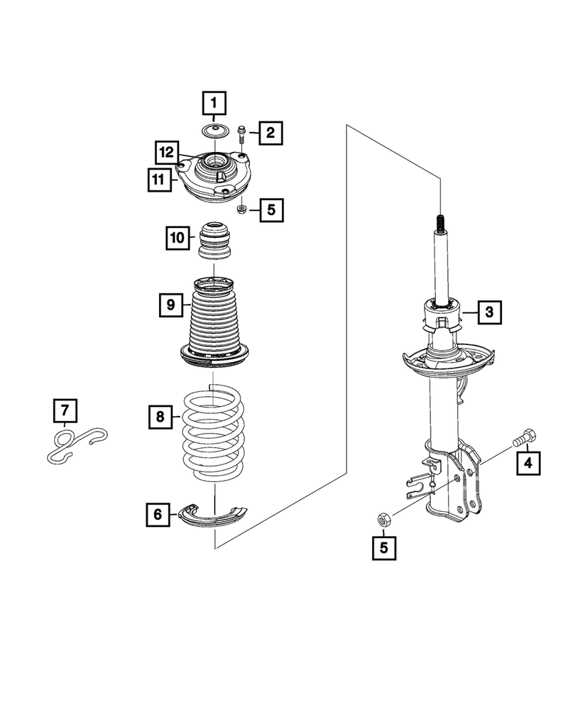 Genuine Mopar Front Suspension Strut Left Front 68450797ad