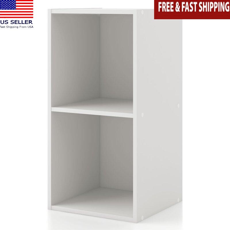 2-Tier Stackable Wood Bookcase Storage Bins 12x11.7x23.7 Inches