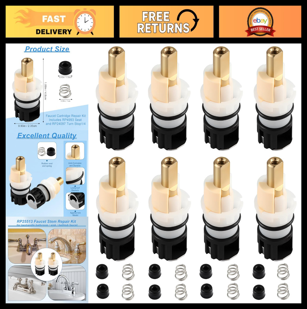 8 Pack Faucet Stem Replacement Kit for Delta Two Handle, RP24096 Cartridge & Par