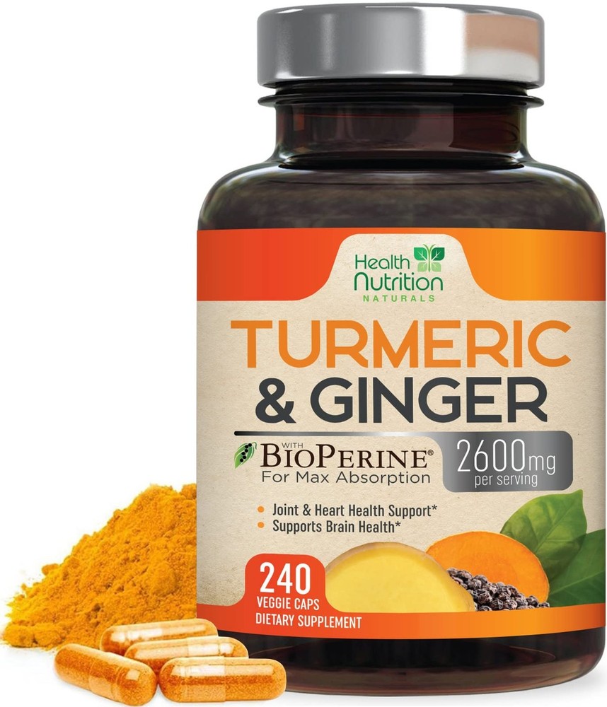 Powerful 2600mg Turmeric Curcumin Supplement with Organic Ginger & Turmeric for Fast Shipping
