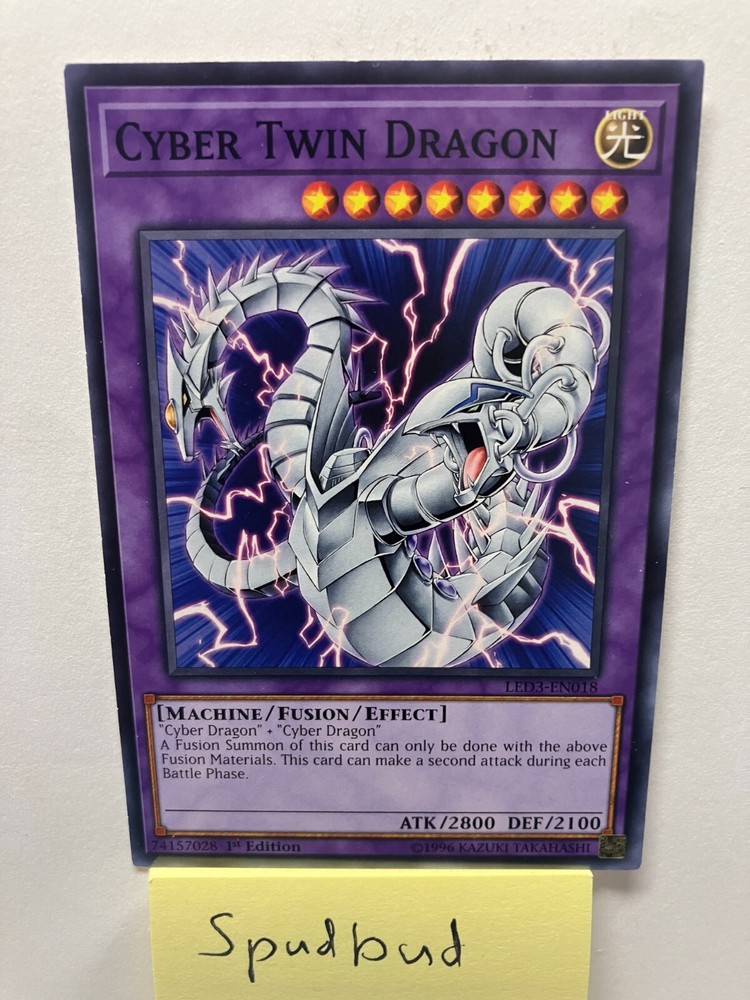 Cyber Twin Dragon Common LED3-EN018 1st Edition Lightly Played-image