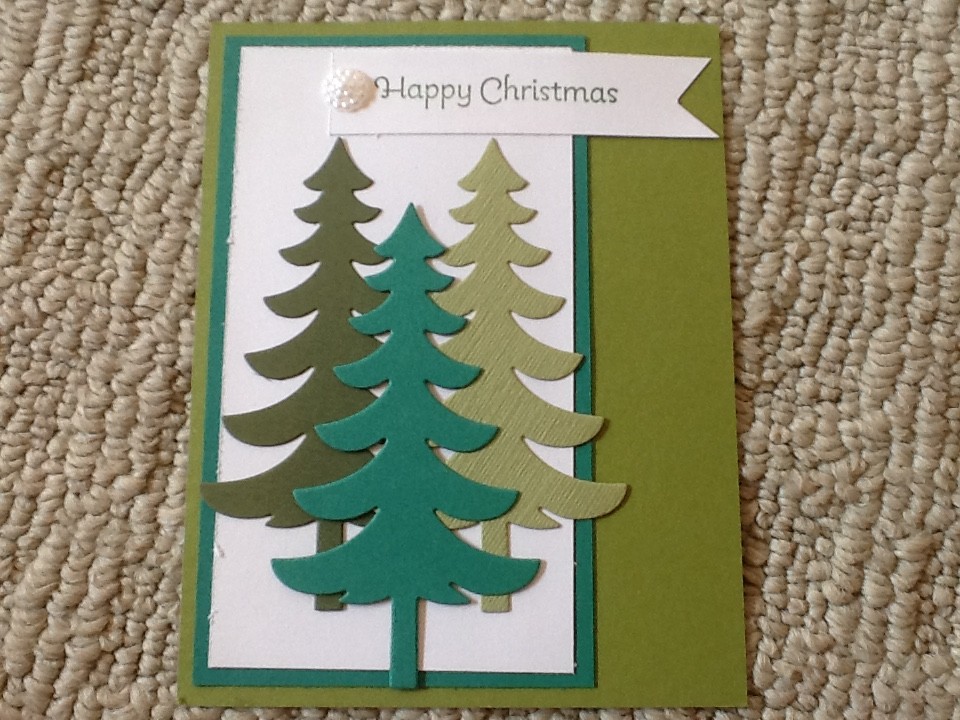 Sleigh ride triple tree Christmas card kit of 6 made w/ Stampin' Up!