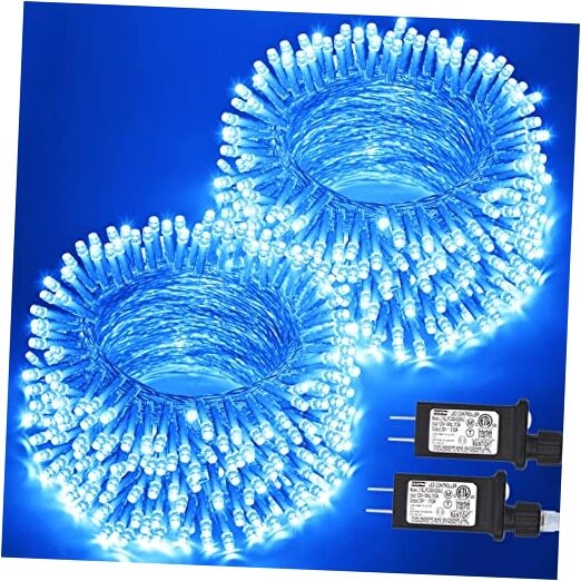 2 Pack 100 LED Christmas Lights 33ft Connectable Outdoor Blue String Lights