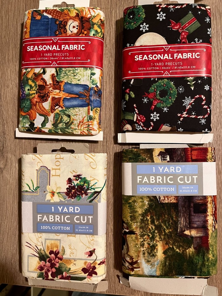 4-Piece Seasonal Cotton Fabric Bundle – 1 Yard Cuts, 36