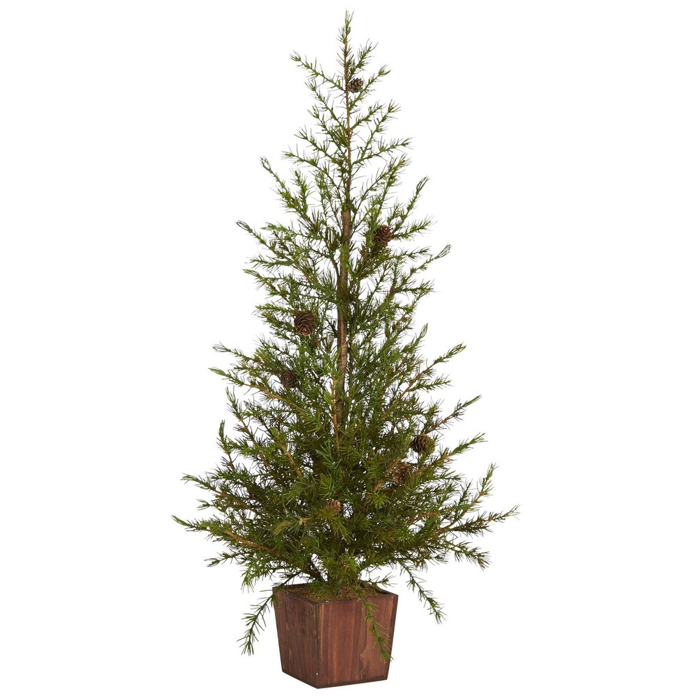 Nearly Natural 3ft. Alpine Natural Look Artificial Christmas Tree in Wood