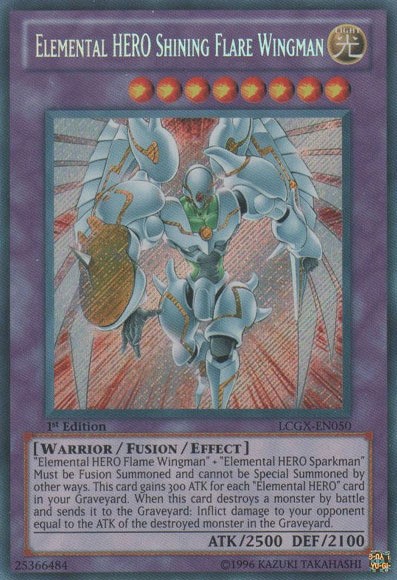 Elemental HERO Shining Flare Wingman LCGX-EN050 Secret Rare 1st Edition