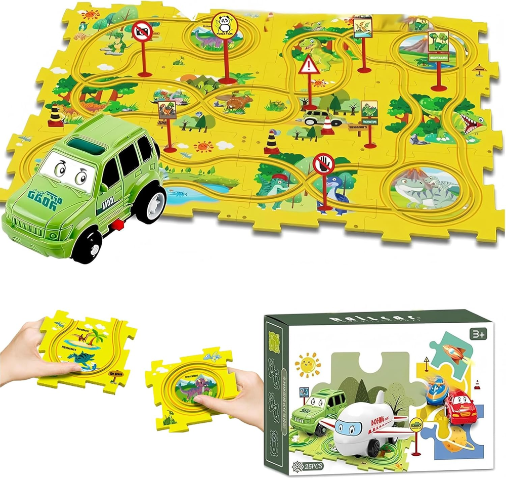 25Pcs Interactive Puzzle Racer Car Track Toy for Kids Brain Development