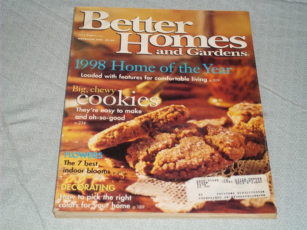 1998 NOVEMBER BETTER HOMES & GARDENS MAGAZINE - BIG CHEWY COOKIES COVER - H 4091