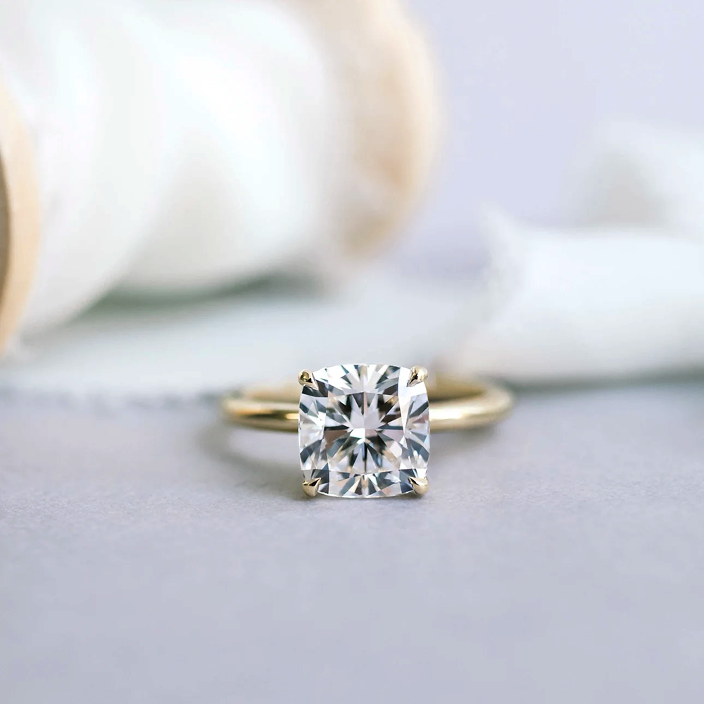 2.50 Ct Cushion Cut Diamond IGI Lab Created 18k Yellow Gold Solid Wedding Ring