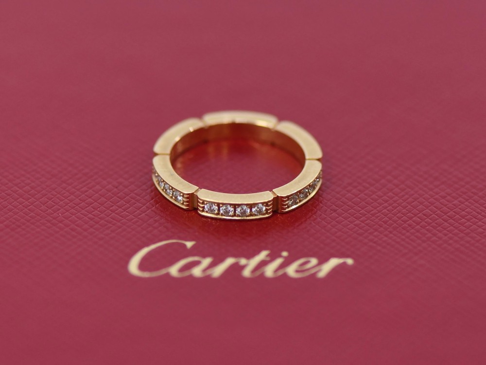 Cartier Maillon Panthere Diamond Ring 18K Yellow Gold Size 49