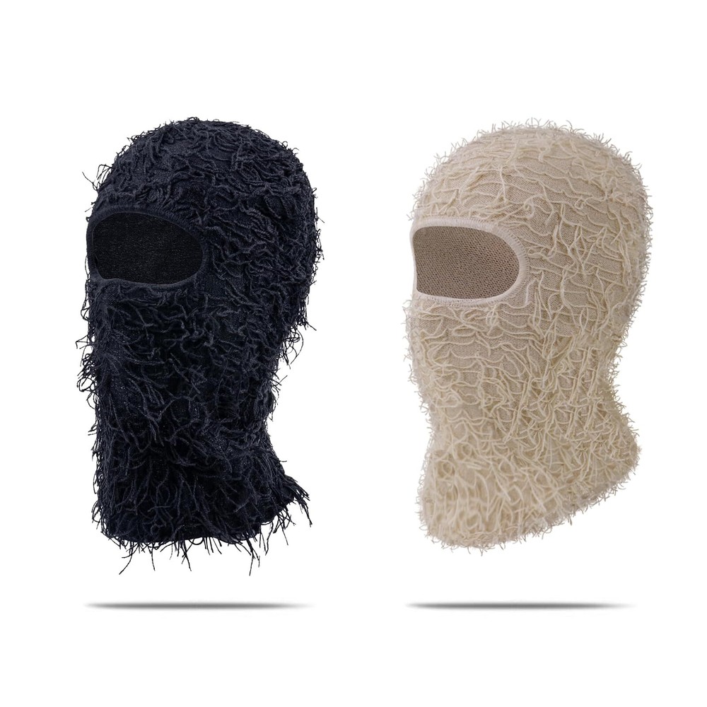 Distressed Balaclava Ski Mask, Shiesty Yeat Airsoft Camo Knitted Face Mask fo...