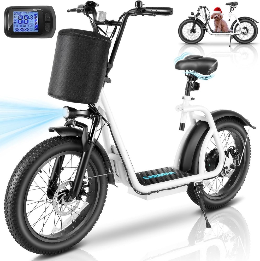 Caroma 819W Foldable Electric Scooter Adults 20'' Fat Tire Electric Bike 20MPH