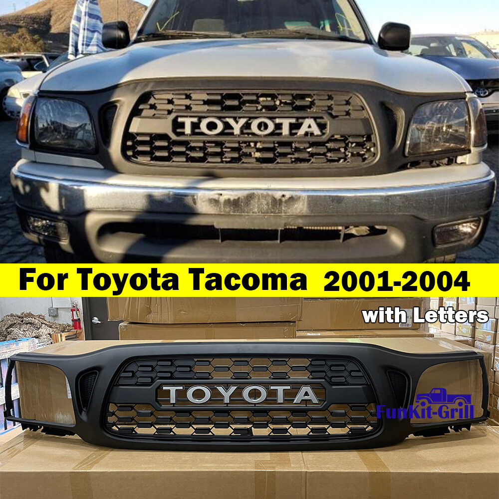 Front Grille For 2001 2002 2003 2004 Tacoma Honeycomb Grill Matte Black W/Letter
