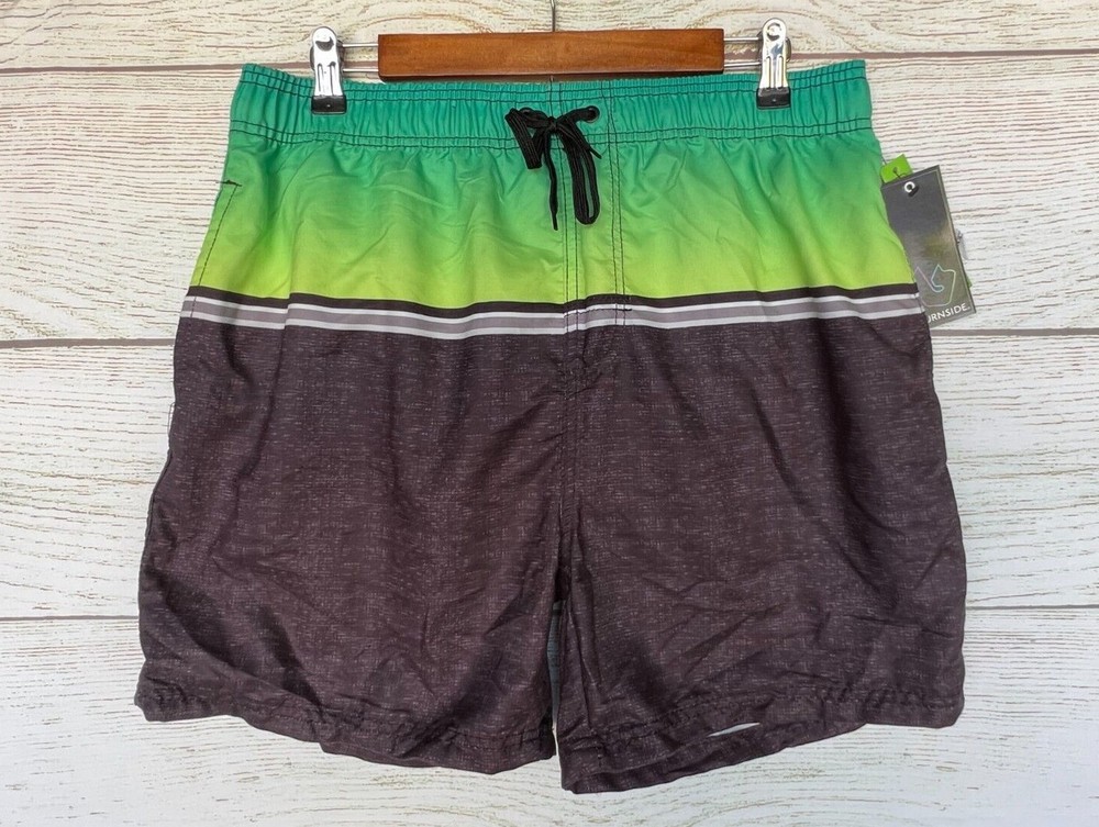 Burnside Trunk Swim Shorts Mens Size XLarge Black & Green Stretch Shorts New