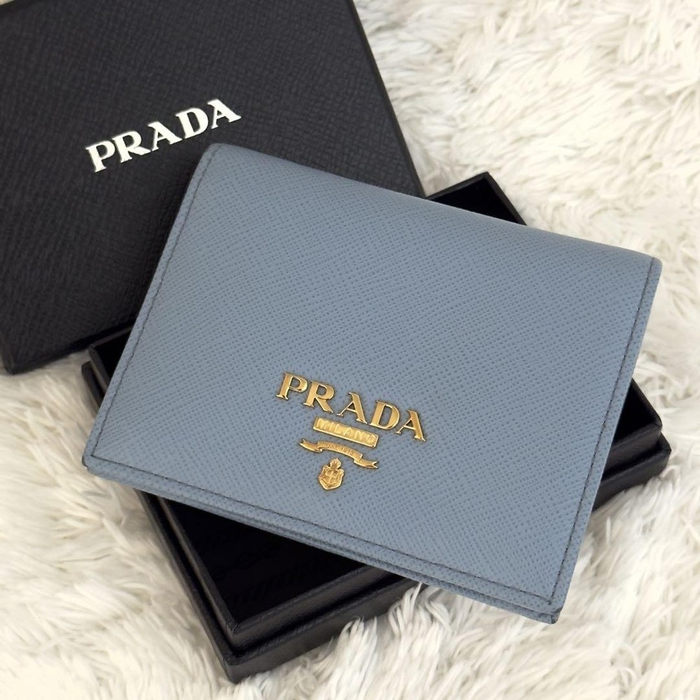 Prada Saffiano Leather RFID Wallet with Gold Hardware Pre-Owned