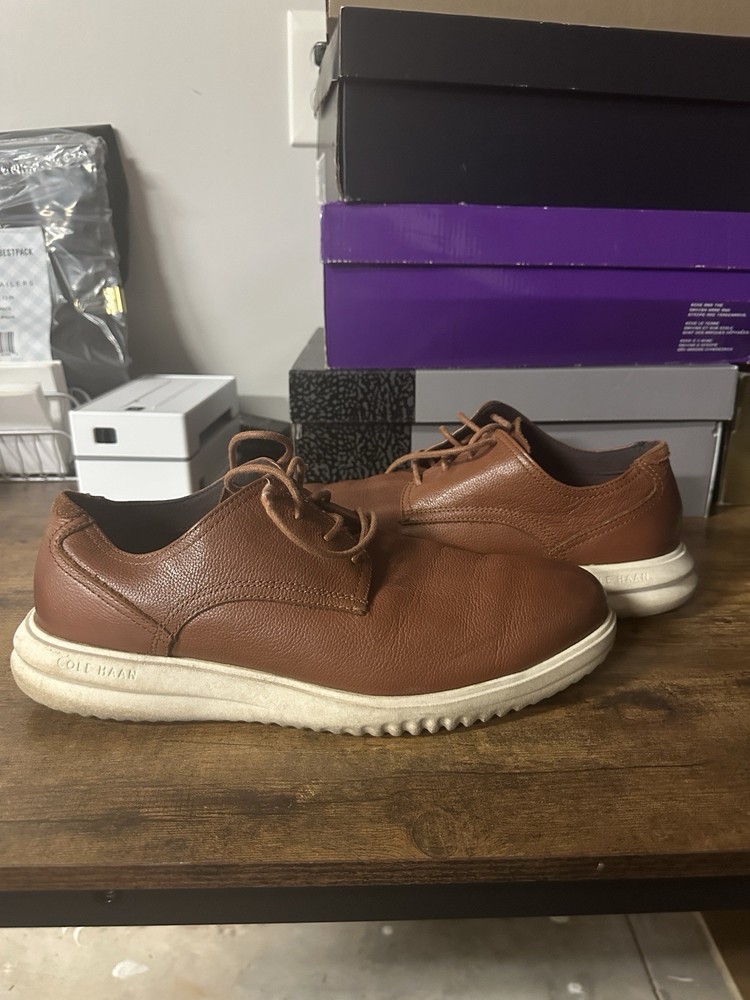 Cole Haan Mens Grand Tour Plain Toe Oxford Shoes Size 11 M Brown Leather