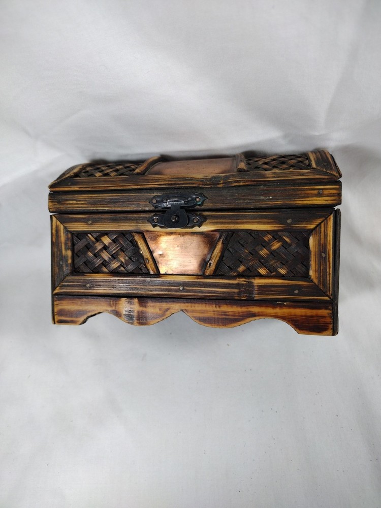 Copper Wicker Weave Mini Treasure Chest 5.5x3.5x3 Storage Box Free Shipping