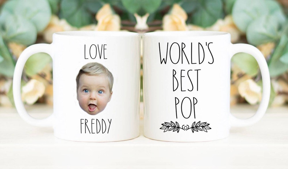 World's Best Pop Coffee Mug Father's Day Gift Personalized With Photo Of Kids