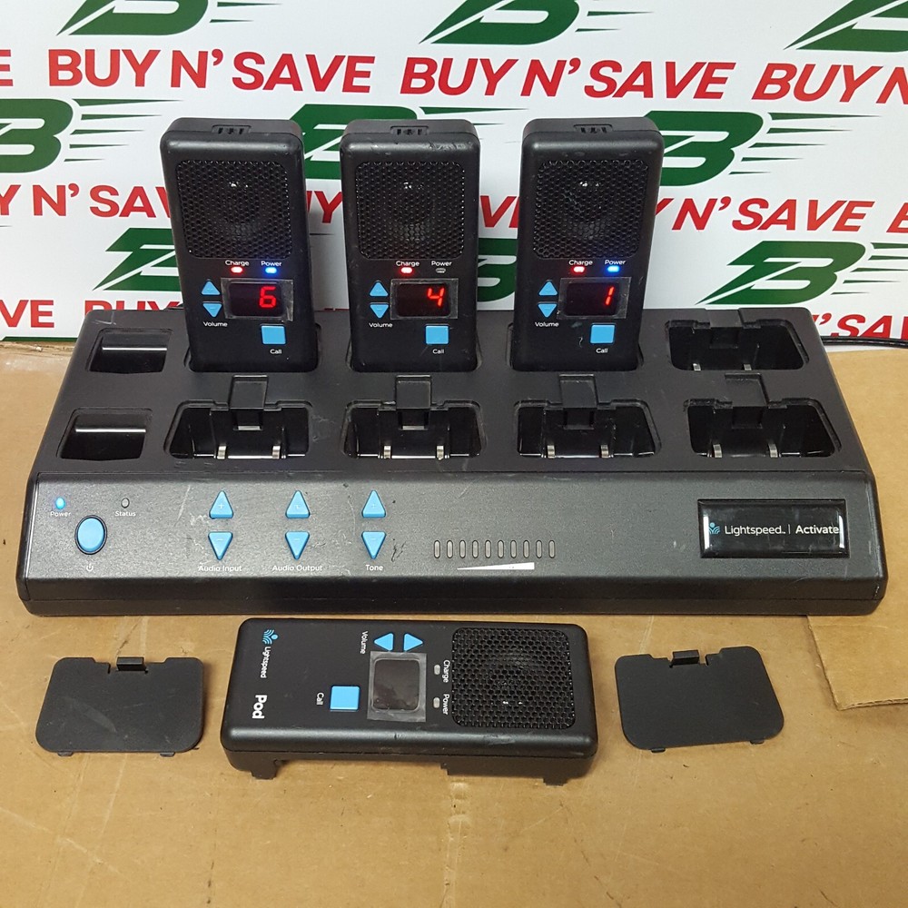 Lightspeed Activate Charging Dock with 4 Pods and 3 Batteries No Power Cord Pre-Owned