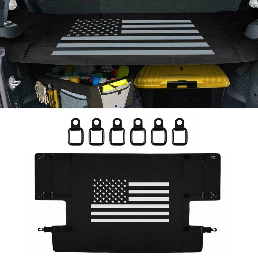 For 2007-18 Jeep wrangler JK JKU 4 Door Rear Trunk Cargo Shade Cover w/ US Flag