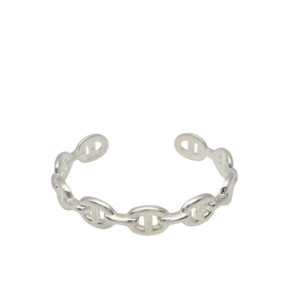 HERMES Chaine d'Ancre Enchène MM 925 Silver Bangle Bracelet SH 624197