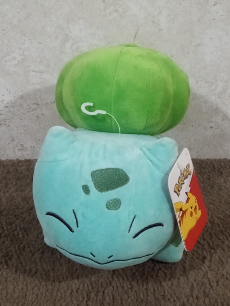 Jazwares Official Pokemon 8-Inch Sleeping Smiling Bulbasaur Plush