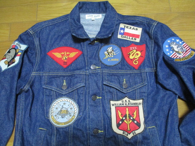 Avirex Top Gun Denim Jacket L Size Jean G Patch Full Decoblue Ueno Shokai _#116
