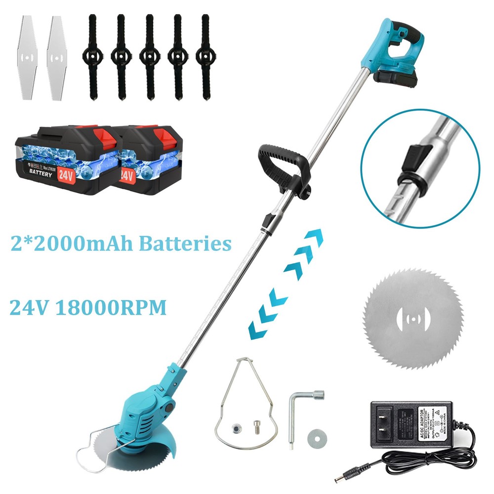 20V Cordless Grass Trimmer with 2 Batteries for Lawn Edging & Weed Cutting