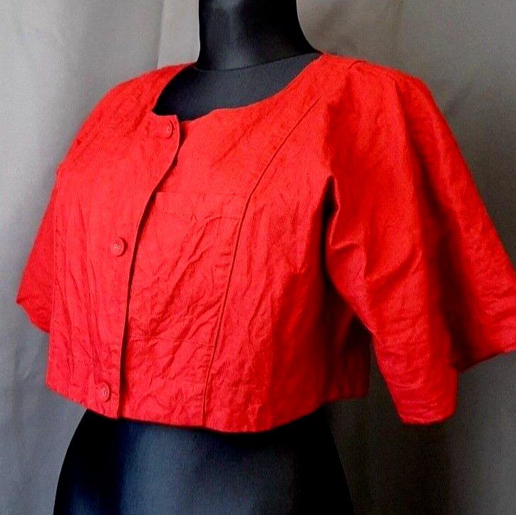 Gudrun Sjoden 3/4 Flare Sleeve Lagenlook Jacket Size L Wrinkle Top24