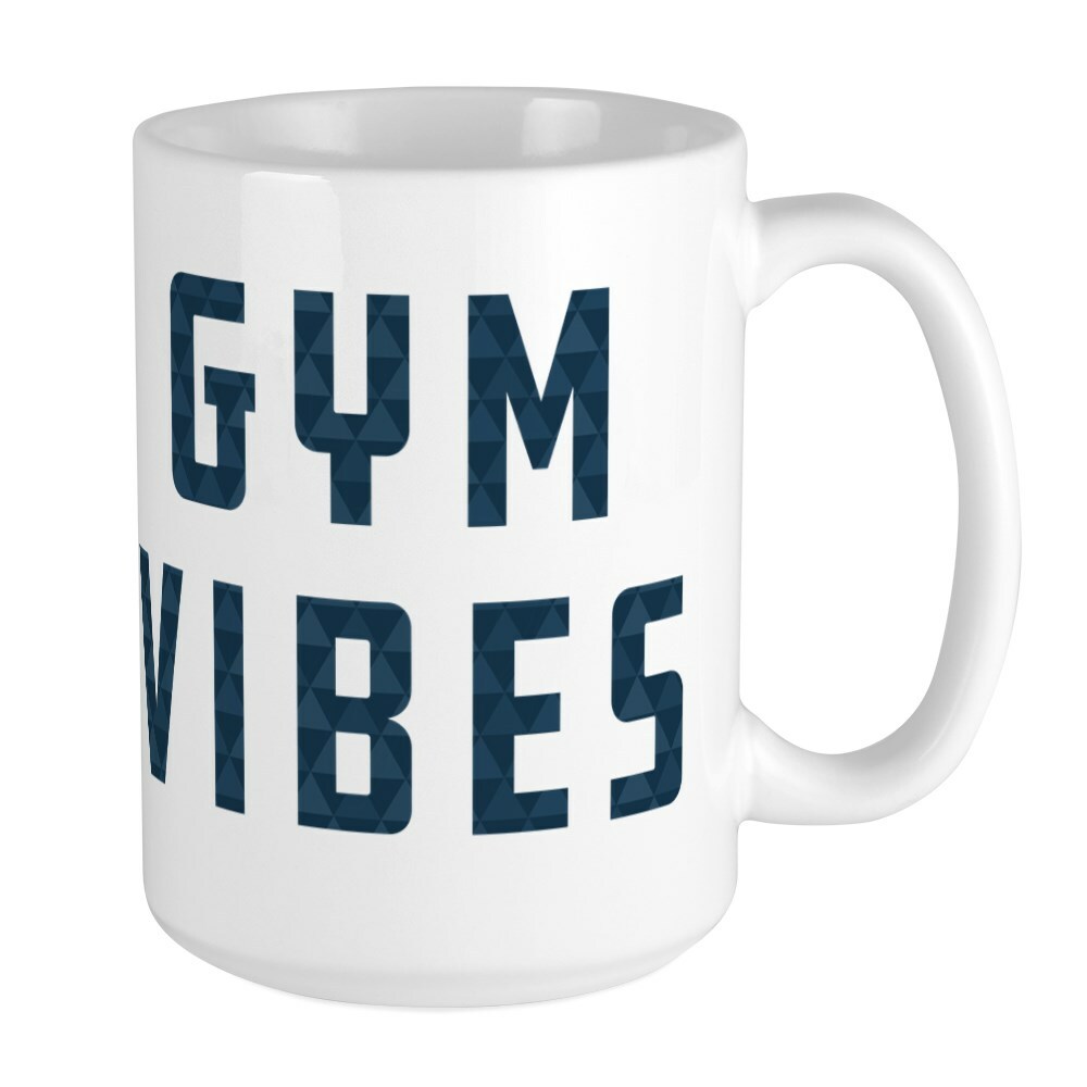 CafePress Gym Vibes Pattern Coffee Mug, Large 15 oz. White Coffee Cup (75459686)