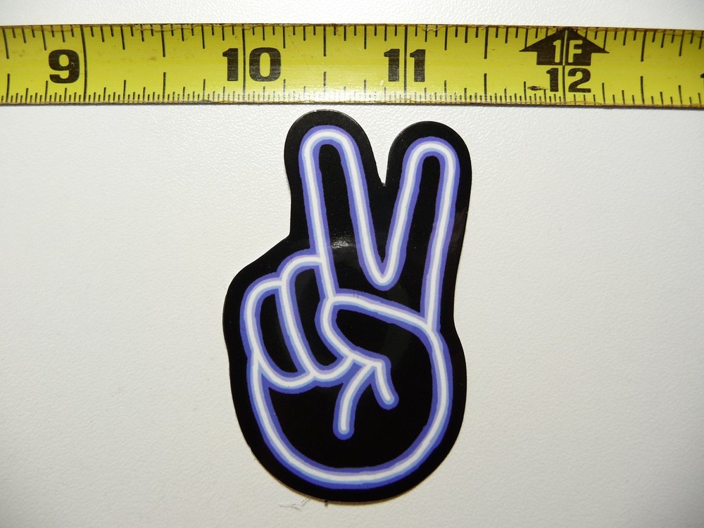 Colorful Neon Two Fingers Sticker Decal for Fun Decor