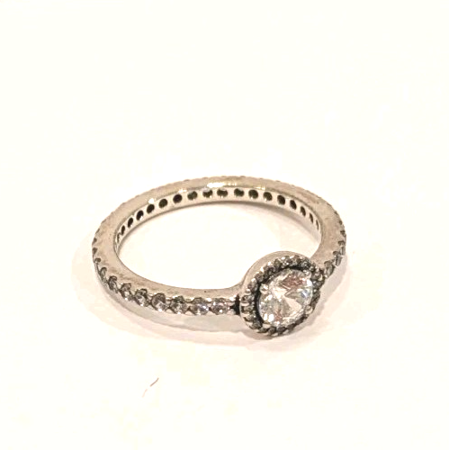Pandora Round Sparkle Halo Sterling Silver Ring Size 7 New in Box