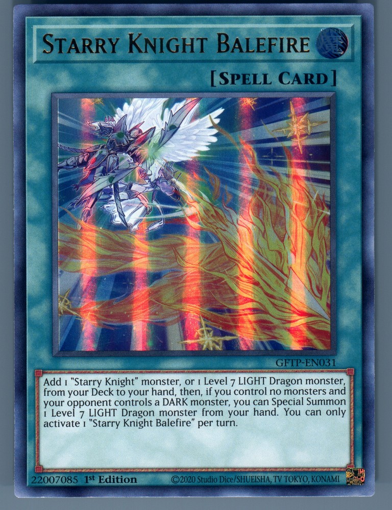 Yugioh Starry Knight Balefire GFTP-EN031 Ultra Rare 1st Edition Card Light Play
