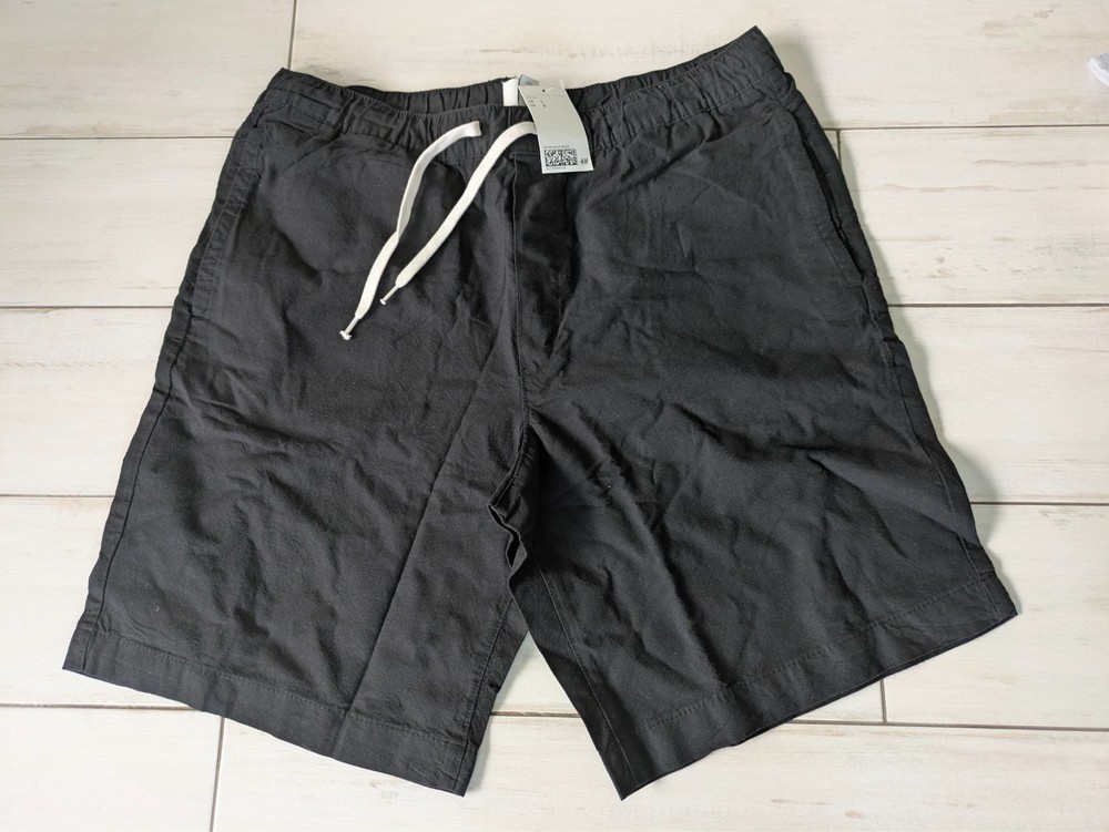 H&M Men's 100% Cotton Shorts Black Large Brand New Never Worn