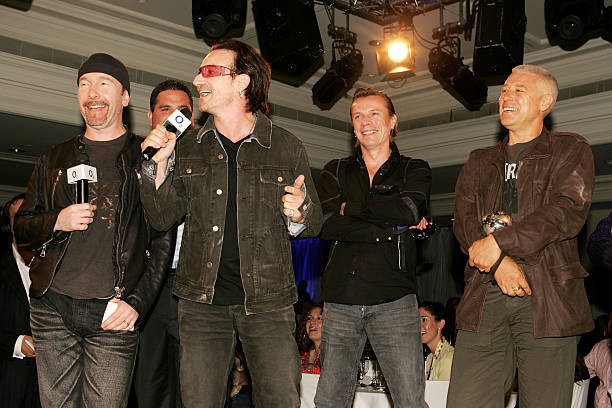 Members The Edge Bono Larry Mullen Jr Adam Clayton accept the O2 S- Old Photo-image