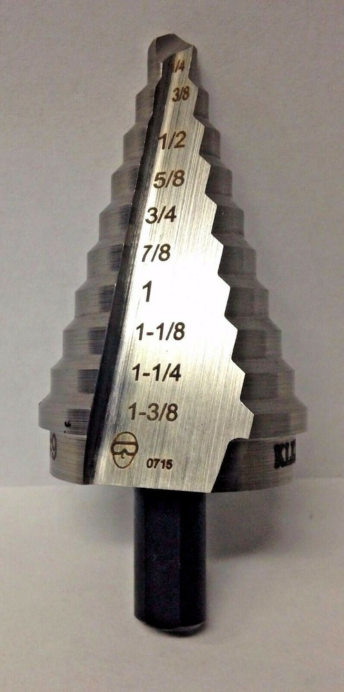 Klein Tools 59009 1/4 to 1-3/8 Inch HSS Step Drill Bit Made in USA
