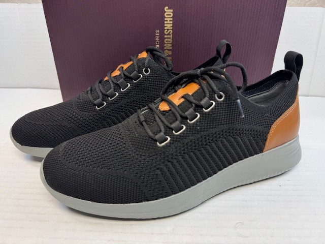 Johnston & Murphy Amherst U-Throat Dress Casual Sneaker Shoe, Black Knit, 8.5 M