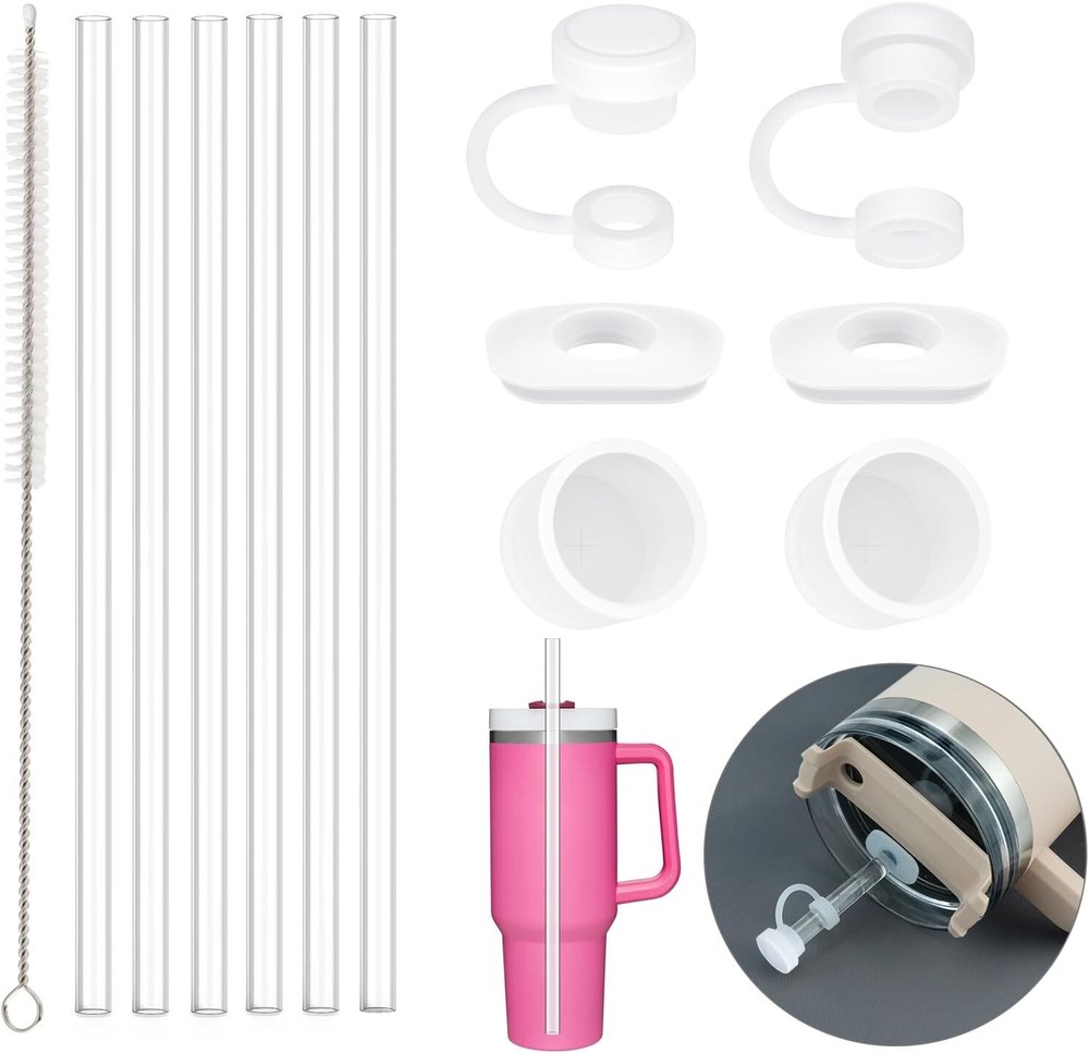 Silicone Spill Proof Stopper Set and Replacement Straws for Stanley H1.0 40oz...