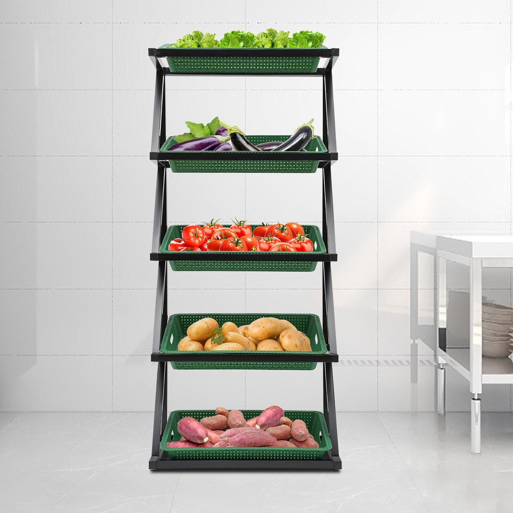5-Tier Green Iron Display Rack for Snacks Candy Retail Organizer