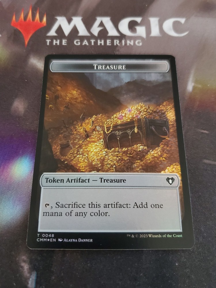 Mtg. Treasure / Elemental Double-Sided Token. Foil. Commander Masters. Nm-image