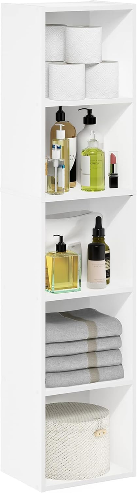 White 5-Tier Luder Cube Bookcase for Book Storage