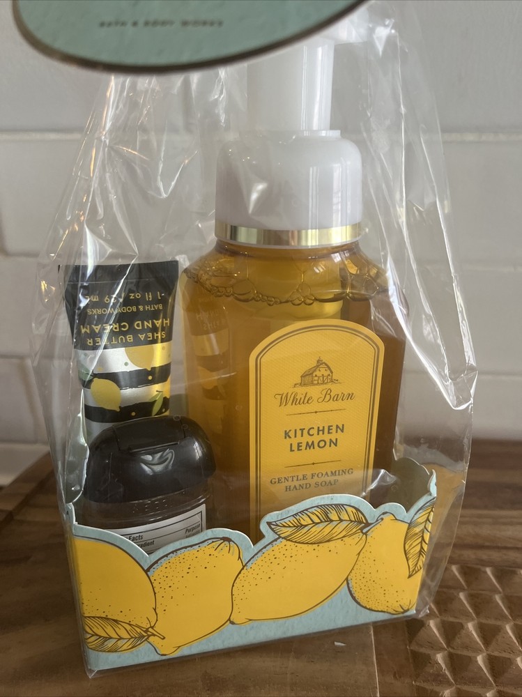 Kitchen Lemon BATH AND BODY WORKS White Barn Foaming Hand Soap Gift Set NEW